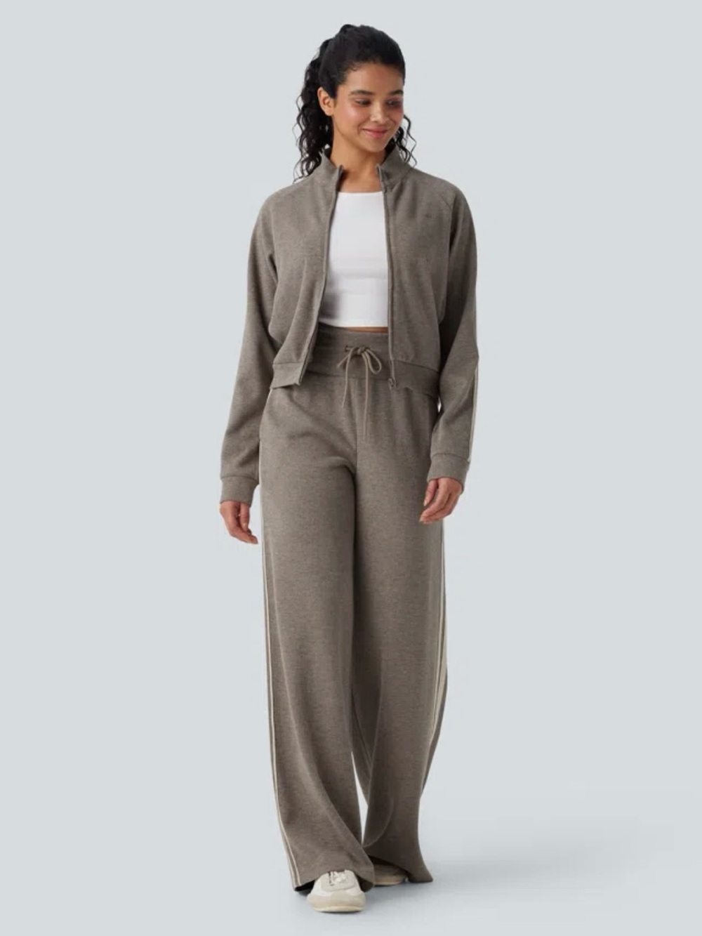 Halara Ribbed High-Waisted Wide-Leg Drawstring Pants NWOT - Picture 5 of 11